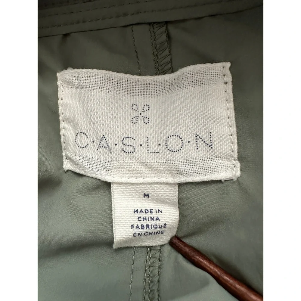 Caslon Hooded Anorak Jacket Women Size M Green Roll Tab Sleeve Utility Gorpcore‎
